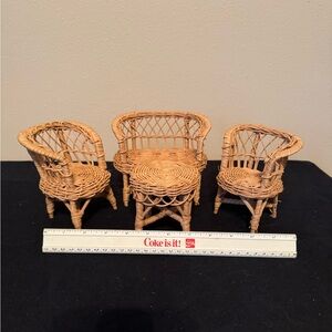 Vintage 1960s Wicker Doll Furniture Set